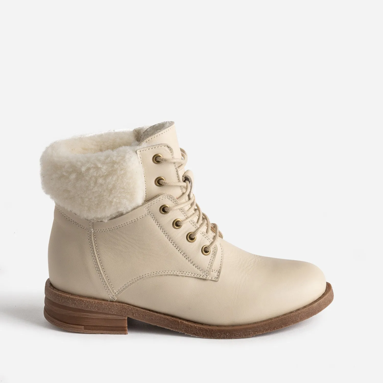 Bottine beige fourrée en cuir velours - Boots / bottines Femme | ERAM