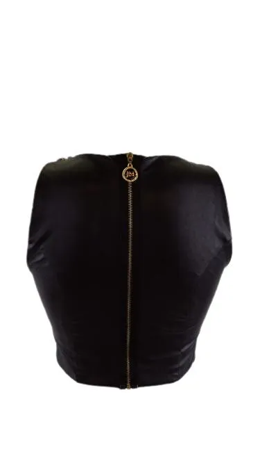 Bustier noir simili cuir, collier incorporé - Ezel - T.36
