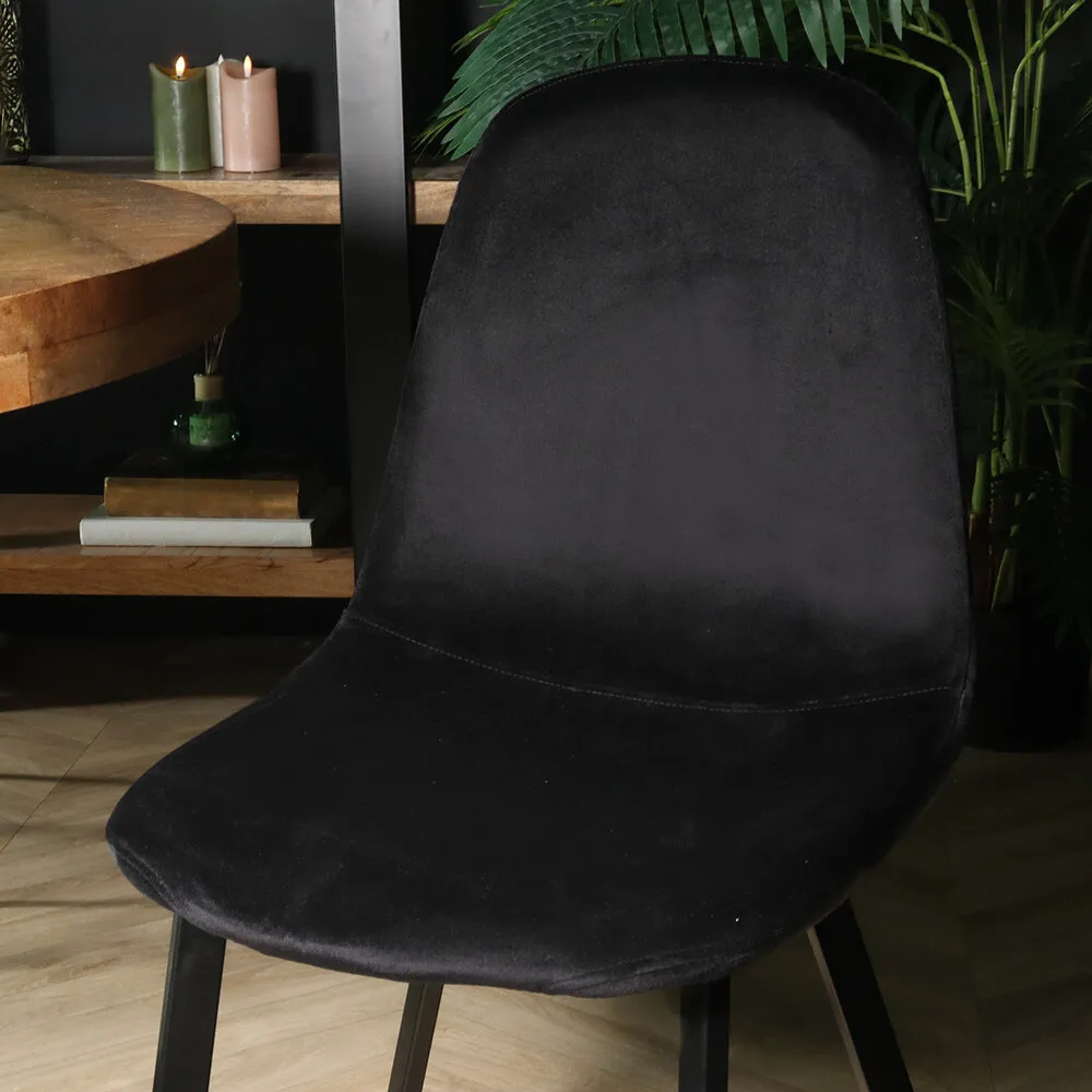 Chaise de salle à manger Simpy velours noir