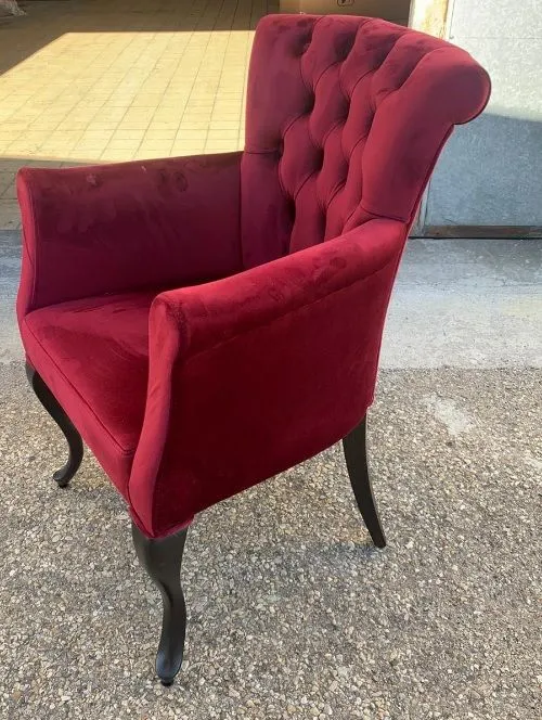Fauteuil Baroque en velours  couleur  Lie de - Bordeaux