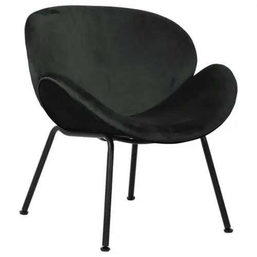 Fauteuil SMILE 4 pieds noir tissu anthracite monté