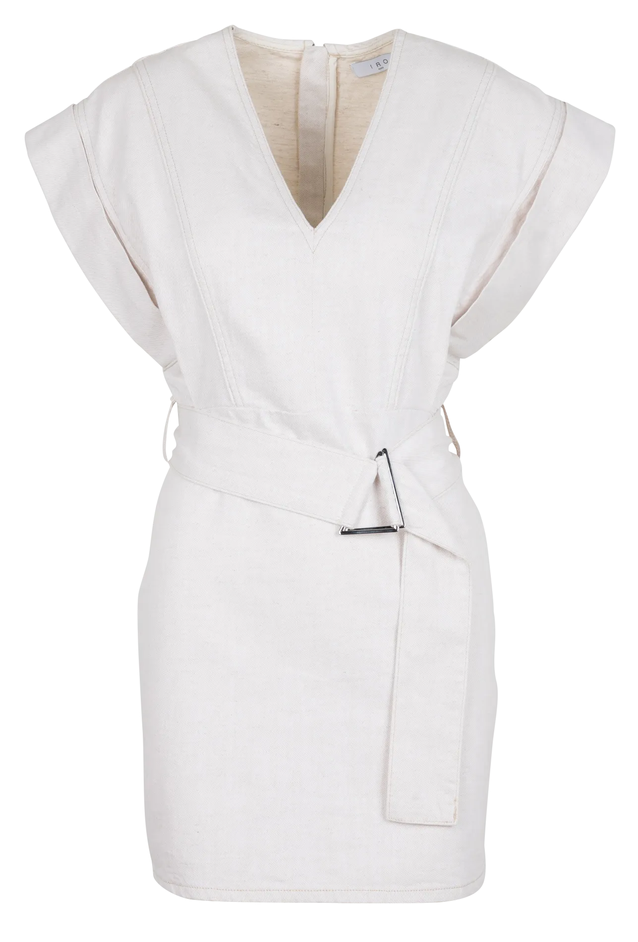 IRO  Robe cintrée en coton et lin dorama - Beige
