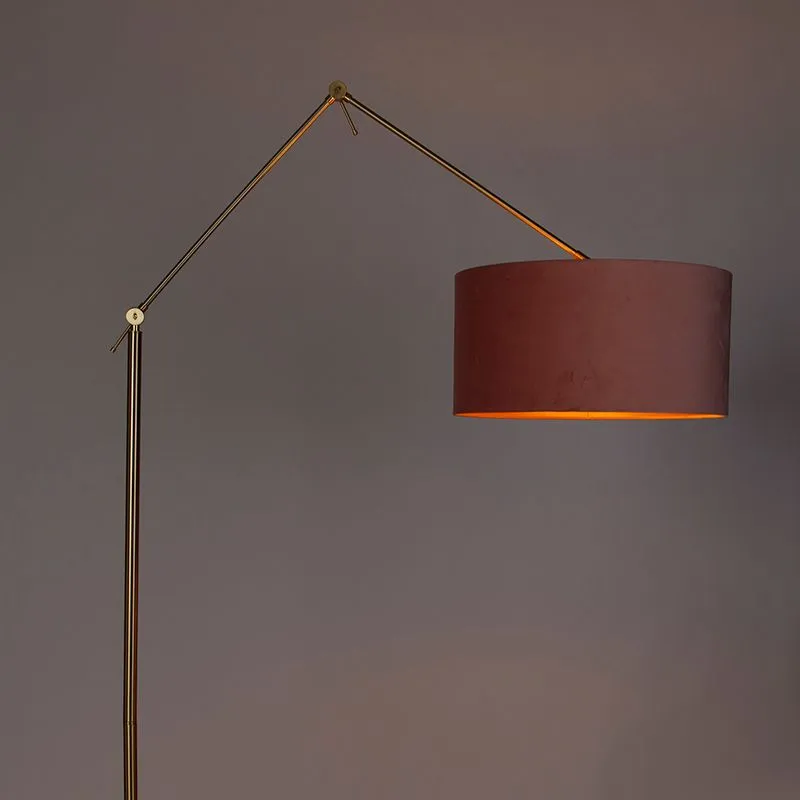 Lampadaire moderne doré / abat-jour velours rose 50 cm - Editeur