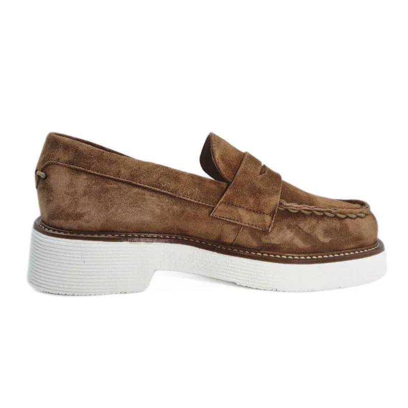 Mocassin femme confortable en velours camel - Triver Flight - Scarpe