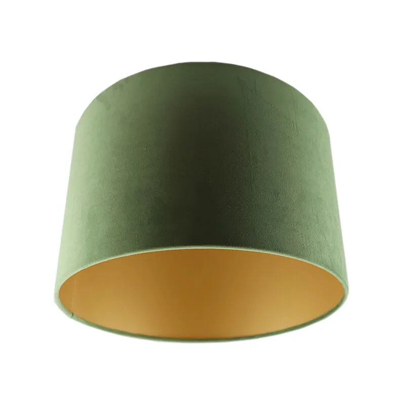 Olijfgroene/gouden velours lampenkap Madelyn, 30 cm