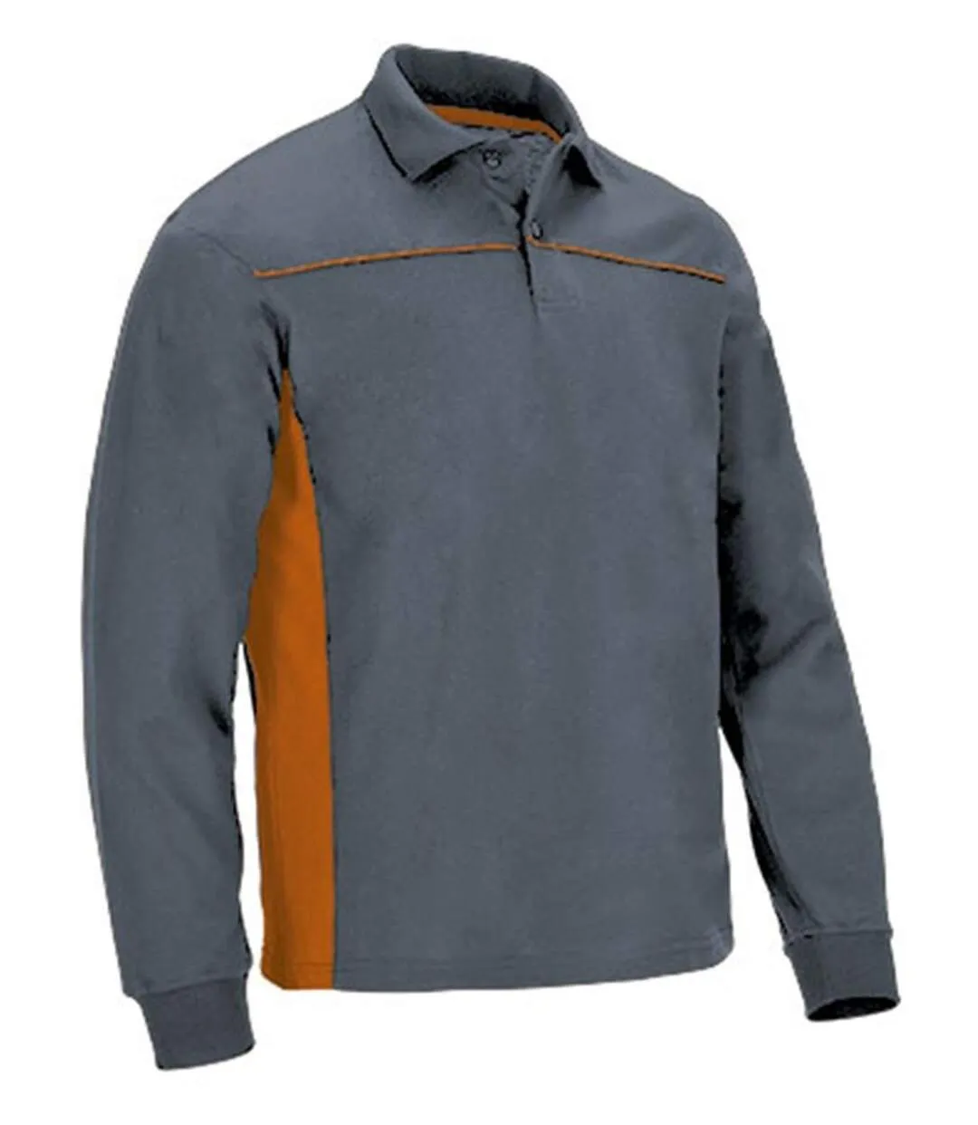 Polo manches longues bicolore - Homme - réf THUNDER - gris et orange