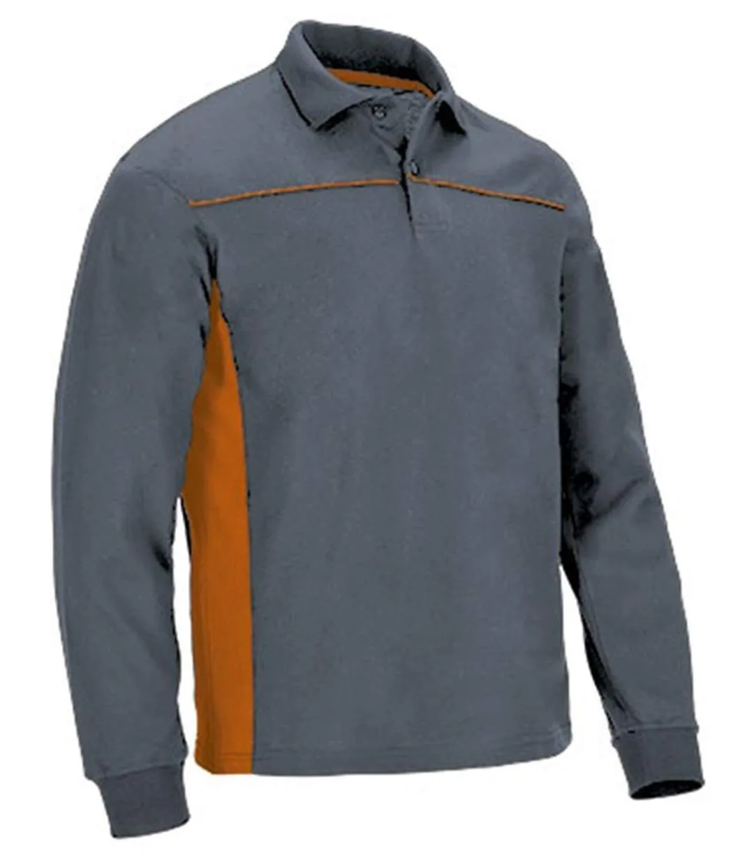 Polo manches longues bicolore - Homme - réf THUNDER - gris et orange