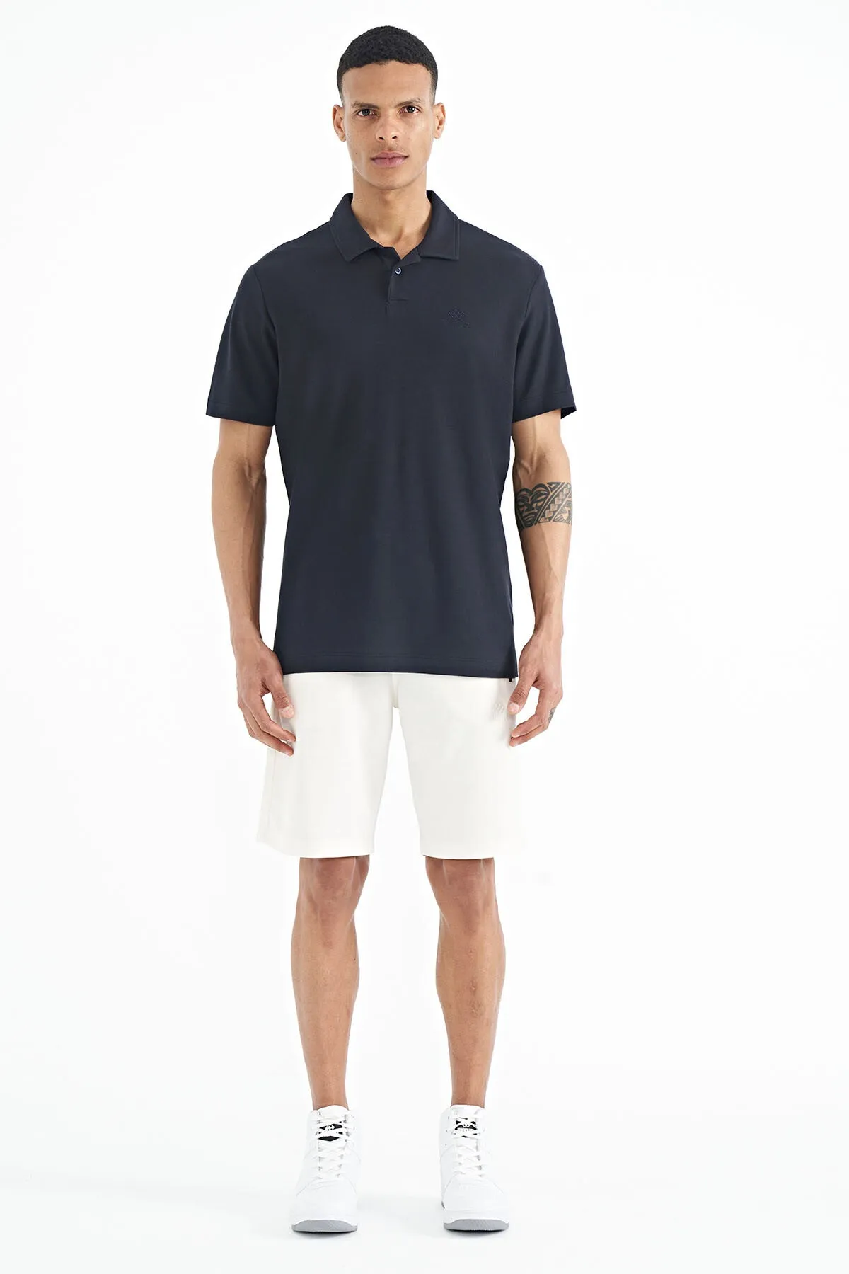 polo yaka logo nakili standart form erkek t-shirt - 88237