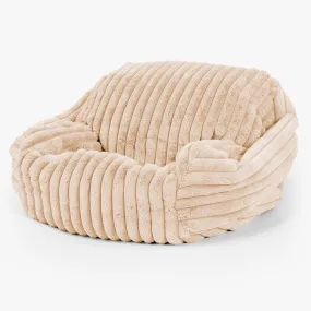 Pouf Fauteuil Sabine - Velours Ctelé Ultra Pelucheux Pêche