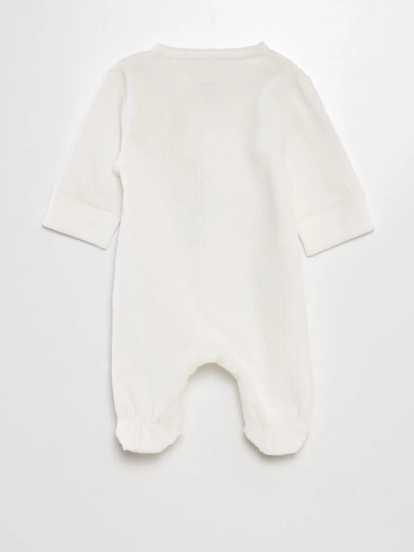 Pyjama en velours avec manches ajustables - Blanc
