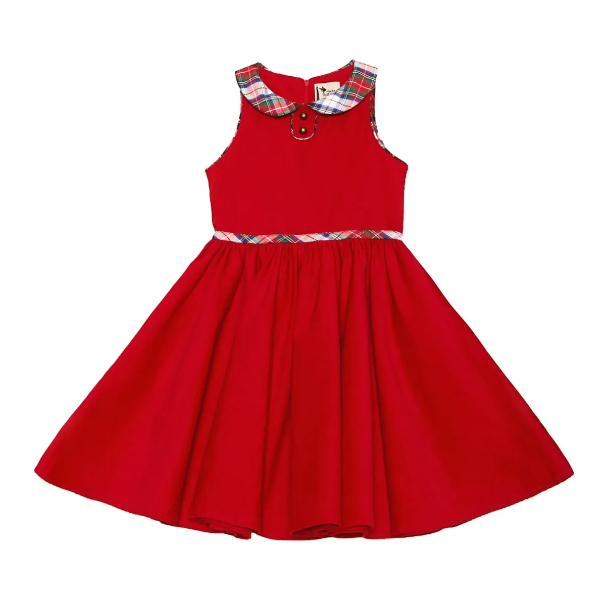 Robe de Noël Fille | Velours Rouge et carreaux Tartan | HEPBURN