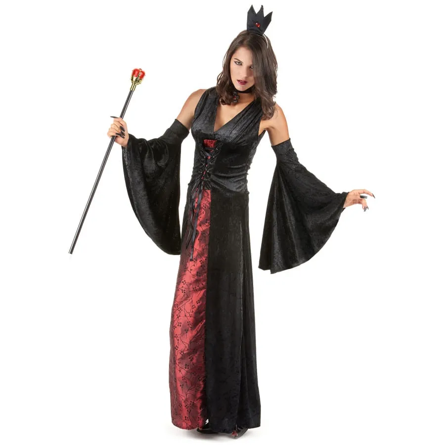 Robe noire et rouge de vampire effet velours