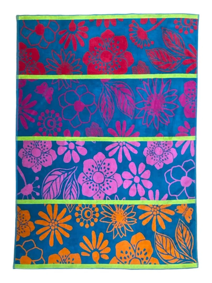 Serviette de plage éponge velours Jacquard Samana 140x180 400g/m² - Multicolore