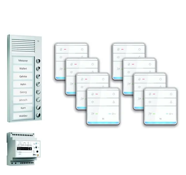 Système de commande de porte audio TCS : pack AP pour 8 unités résidentielles avec poste extérieur PAK 8 boutons de sonnerie 8x 