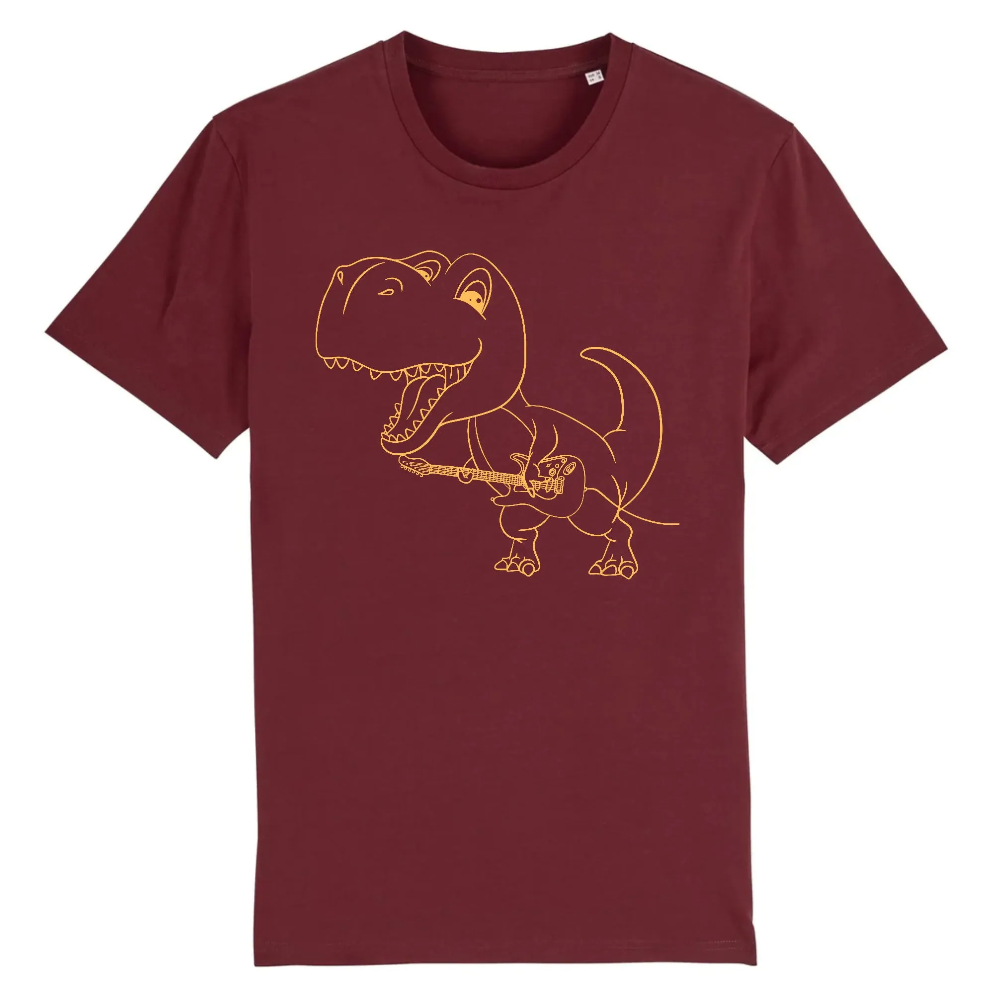 T-shirt Guitare design Dinosaure - Tyranosaure jouant de la guitare - Coton bio - imprimé fr