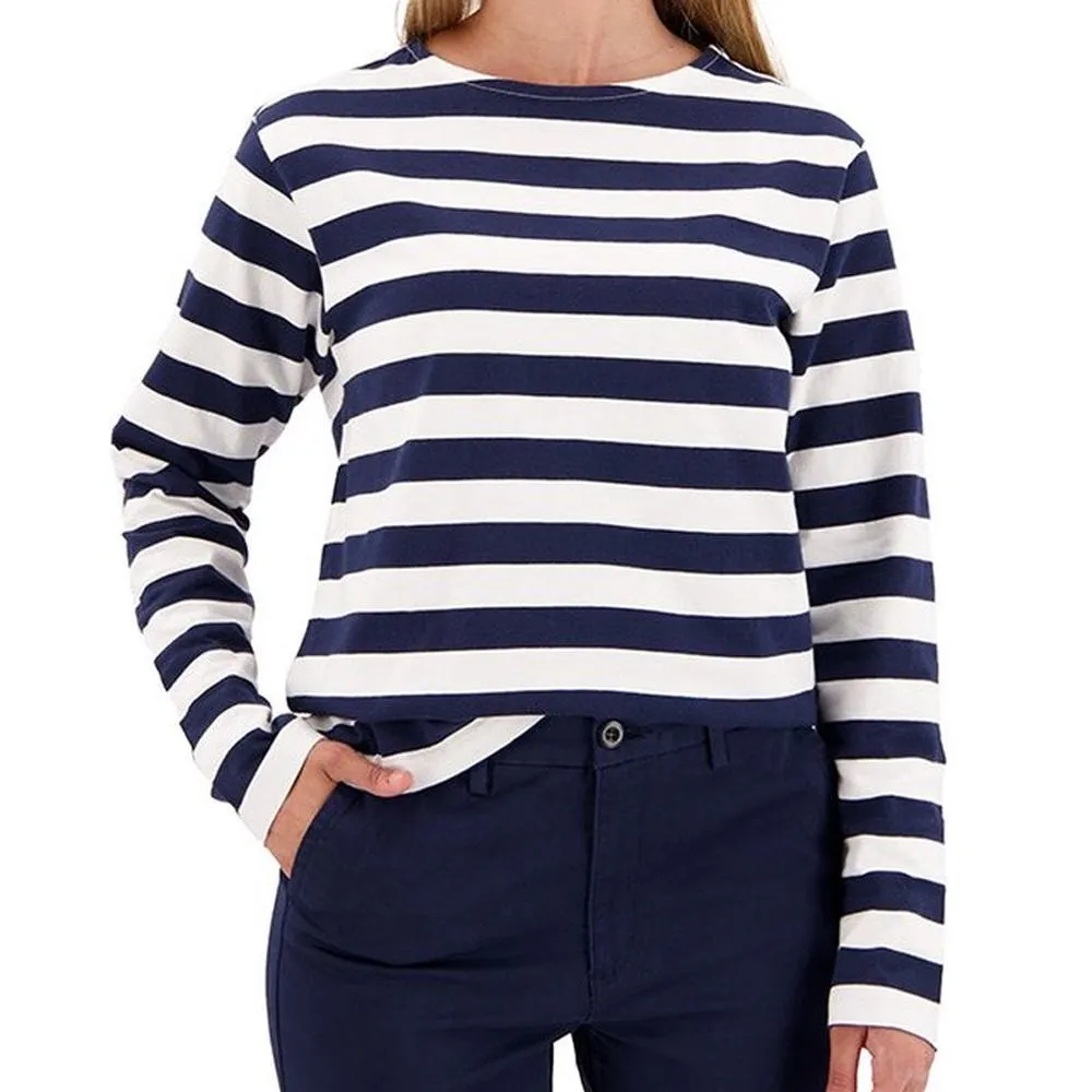 T-shirt Manches Longues Blanc/Marine Femme Dockers Boatneck