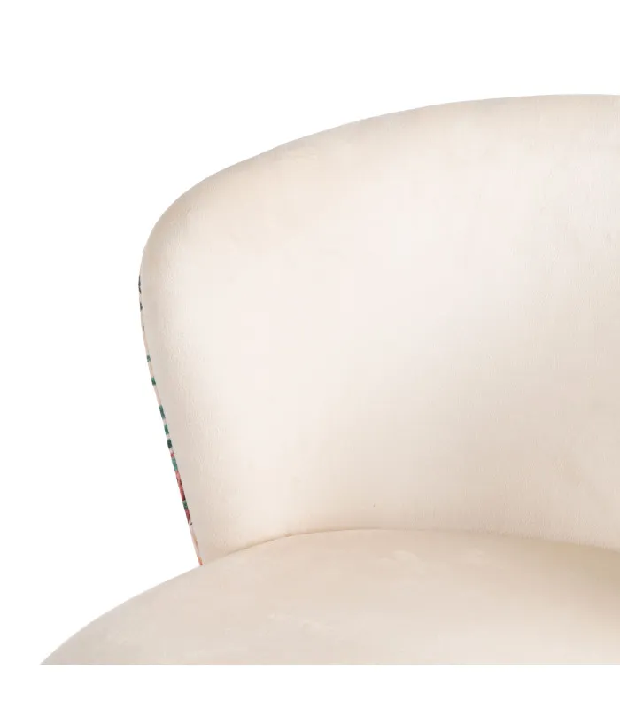 Tabouret de bar velours motif feuillage et métal noir 53x54x98cm