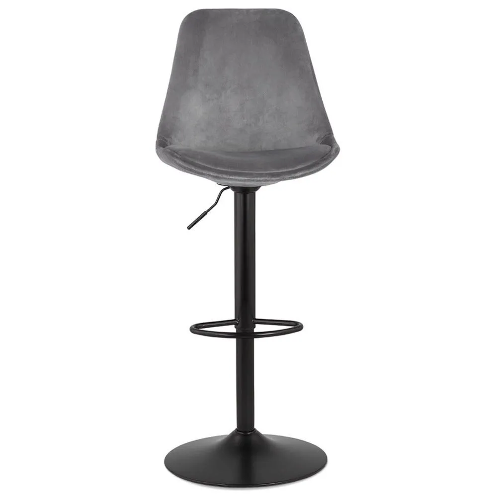 Tabouret réglable 'mike' en velours gris et pied noir