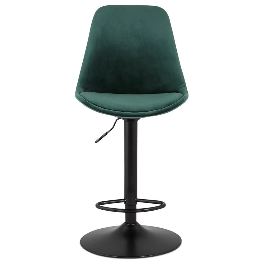 Tabouret réglable 'mike' en velours vert et pied noir