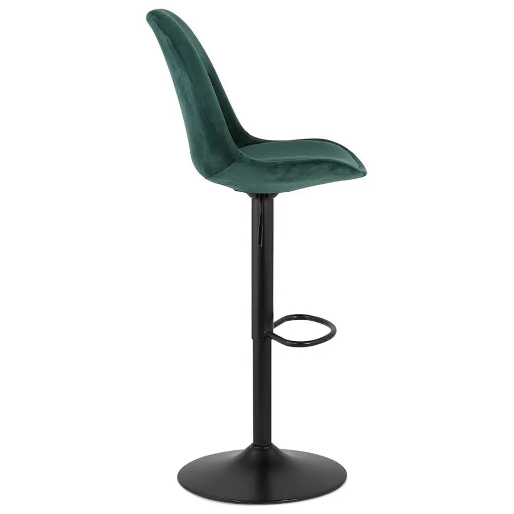 Tabouret réglable 'mike' en velours vert et pied noir