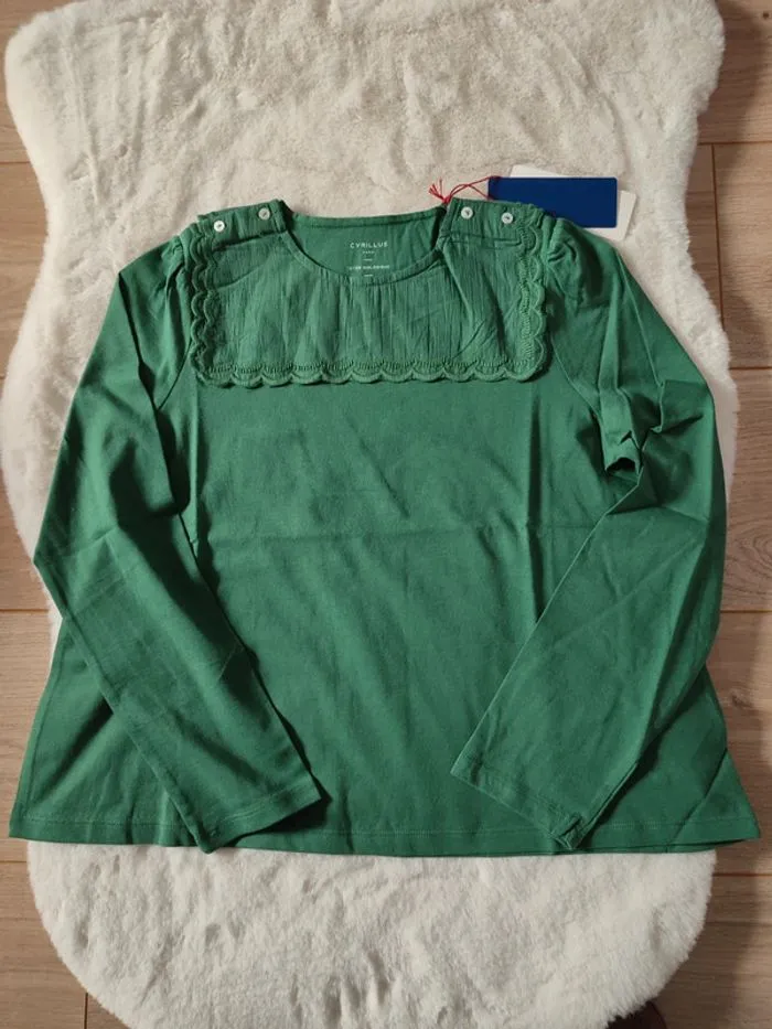 Tee shirt manches longues vert taille 12 ans Cyrillus - Cyrillus - 12 ans  | Beebs