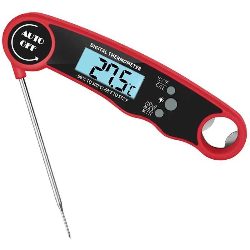 Thermomètre de cuisson, écran numérique, étanche, noir ou rouge 