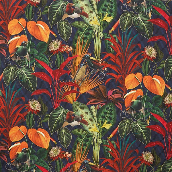 Tissu de décoration Semi-panama Impression numérique Exotique – vert foncé