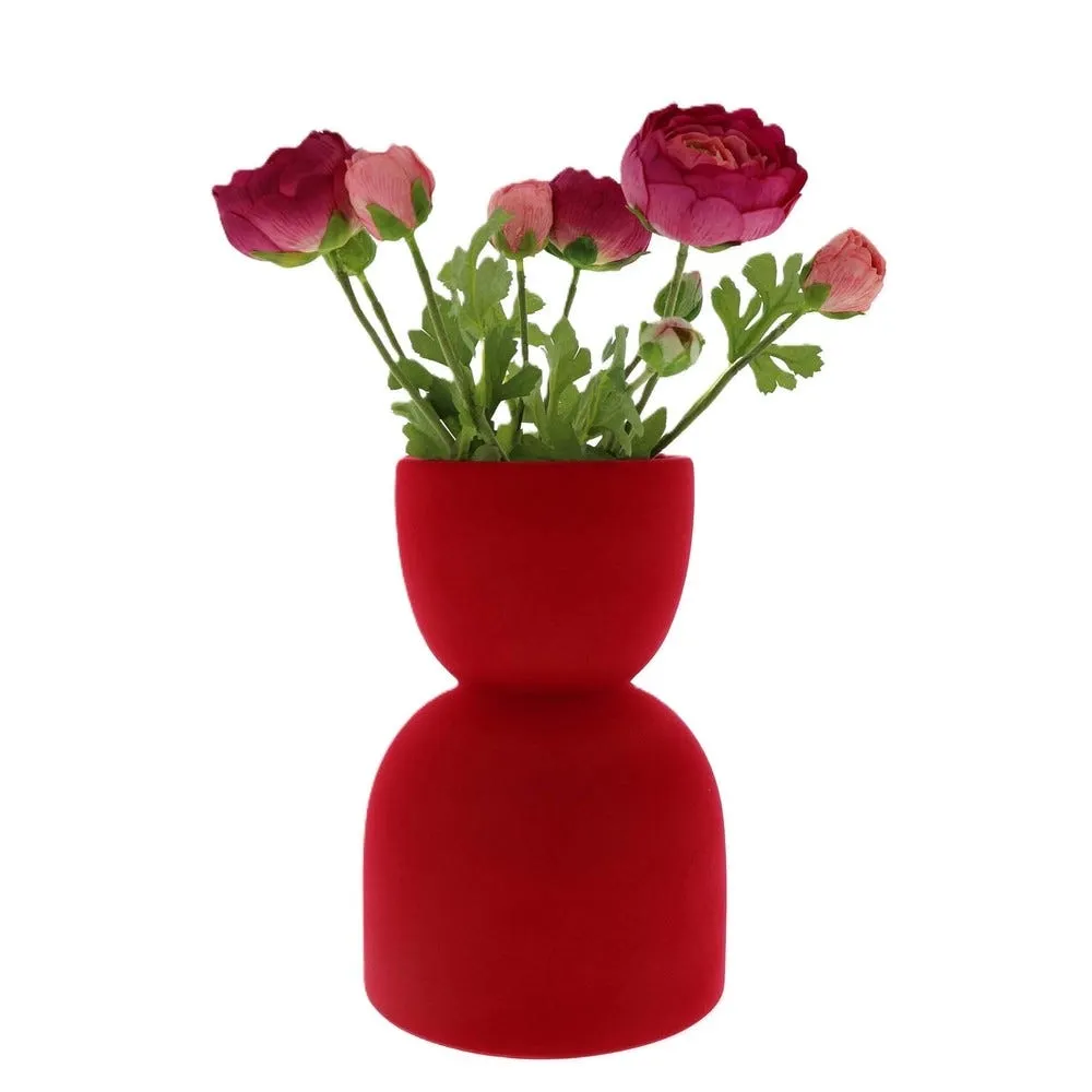 Vase rouge velours Ø 17,5cm H26cm