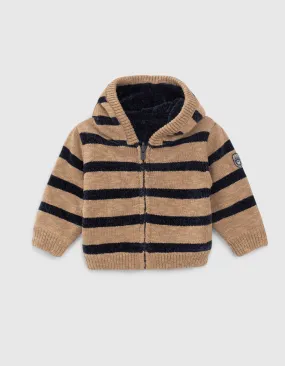 Veste réversible beige rayé navy bébé garçon 