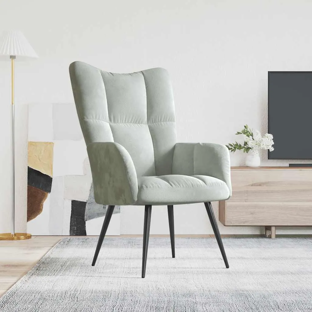 vidaXL Chaise de relaxation Gris clair Velours 